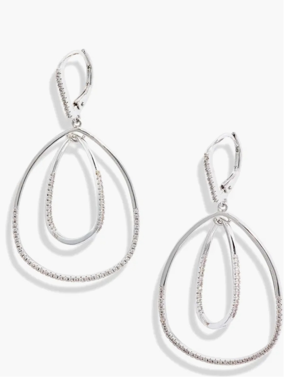 New Nordstrom Pave Inset Oval Orbital Hoop Earrings